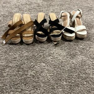 Tan , black, white Womens wedges. Brand new 6 1/2.